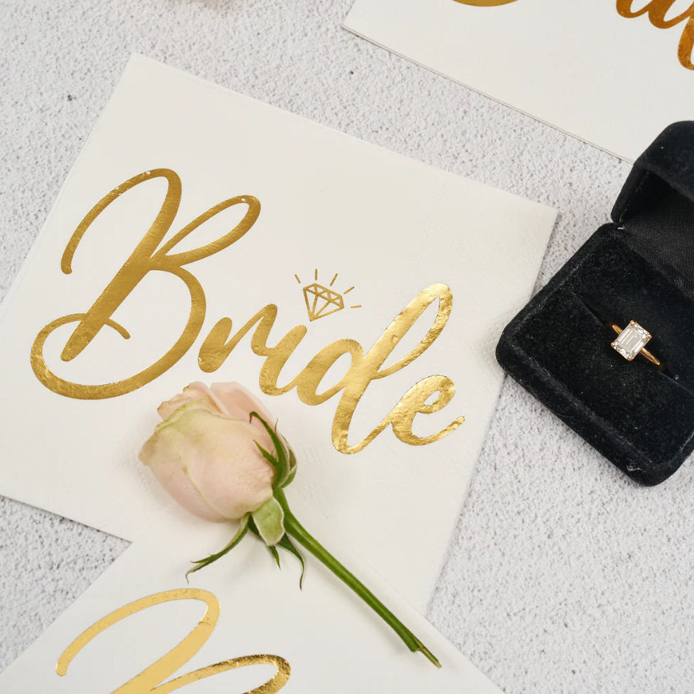 Bride Gold Foil Cocktail Napkins