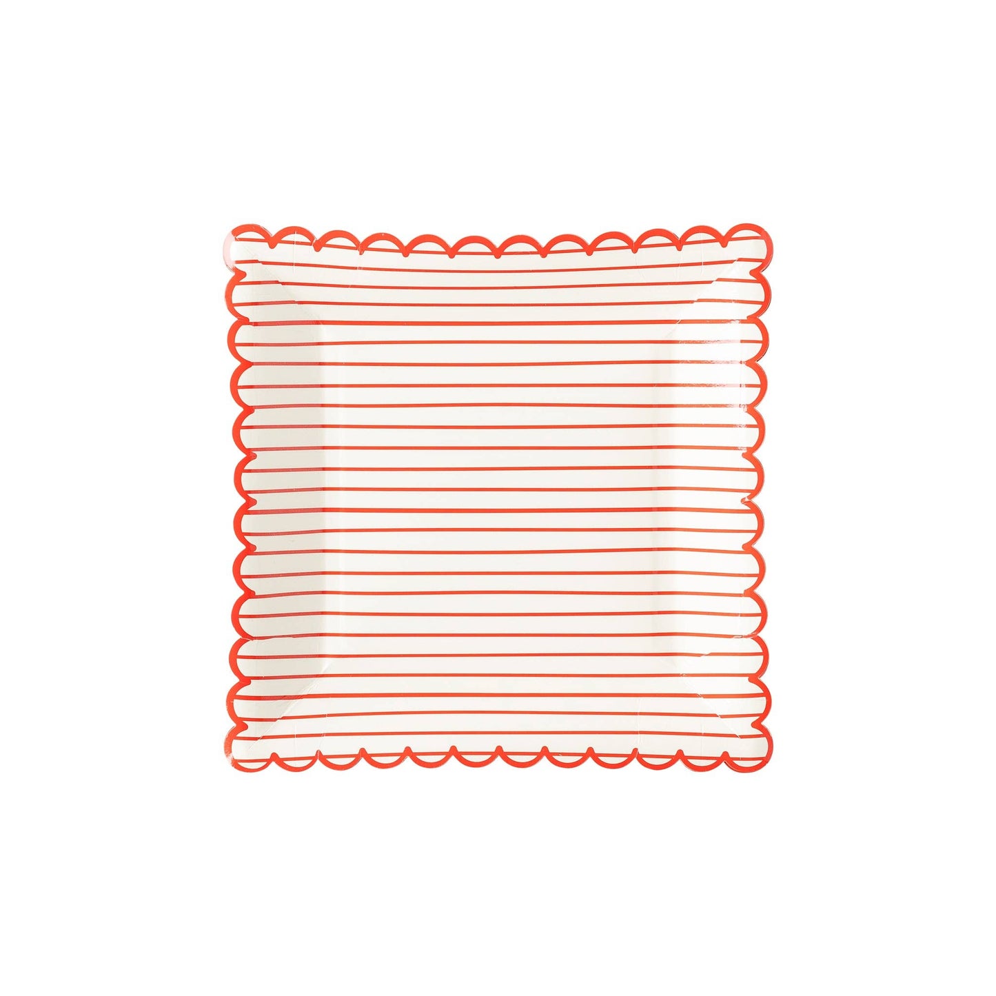 Red Striped Scalloped Plate