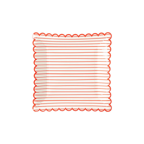 Red Striped Scalloped Plate