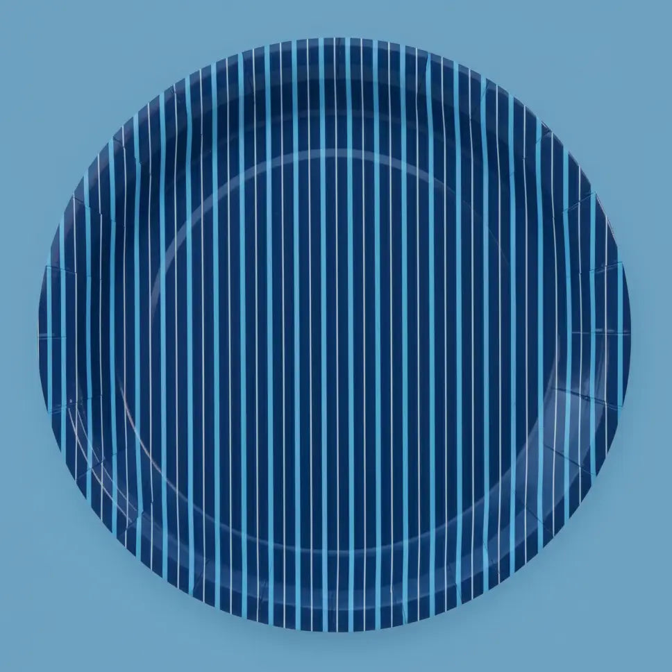 Navy Blue Fine Stripe Plates