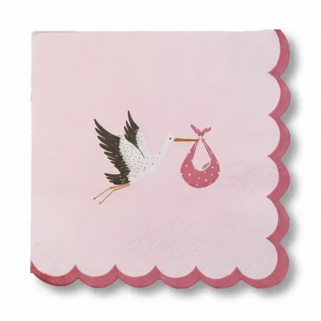 Pink Baby Shower Stork Napkins
