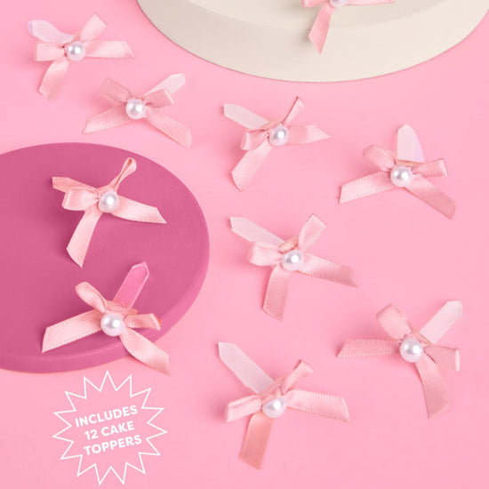 Bow Pink Bow Cups, Coquette Birthday Party, Pink Bow Birthday Cake Topper