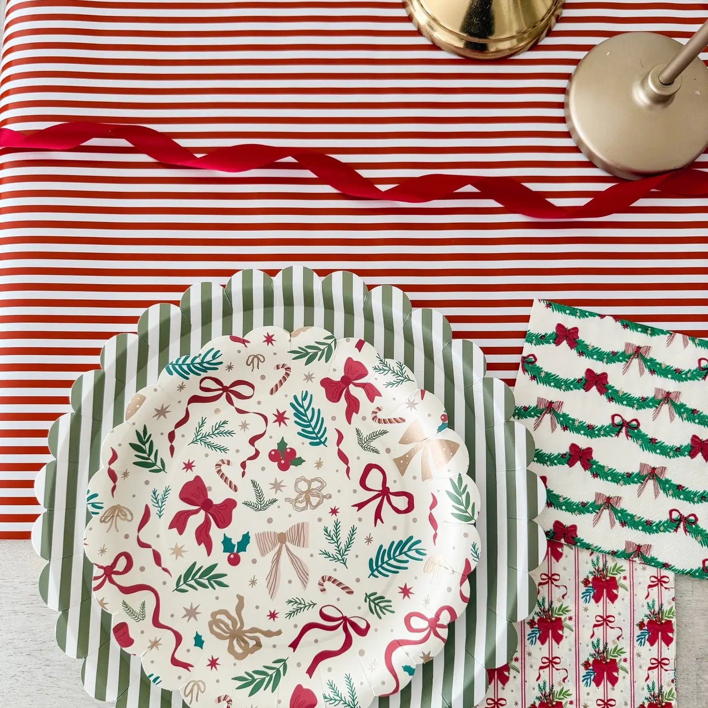 Red Skinny Stripes Table Runner