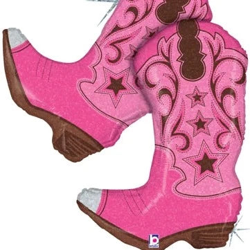 36" Pink Dancing Cowboy Boots Mylar Balloon