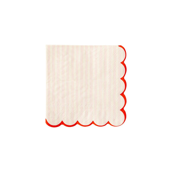 Pink Stripe Scallop Cocktail Napkin
