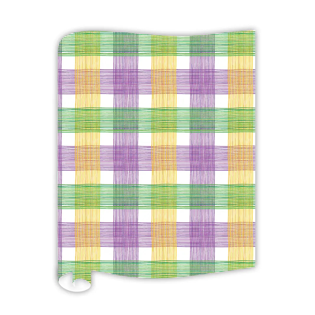 Purple Green and Gold Skinny Plaid Table Runner