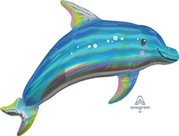 29" Iridescent Blue Dolphin Mylar