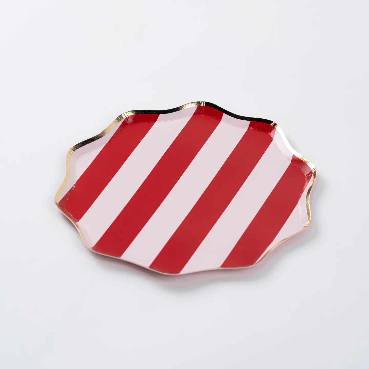 Red and Pink Stripe Dessert Plates