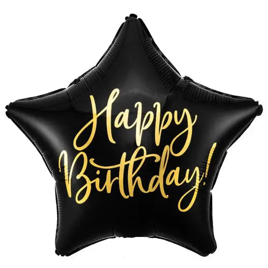 18" Black Birthday Star Mylar