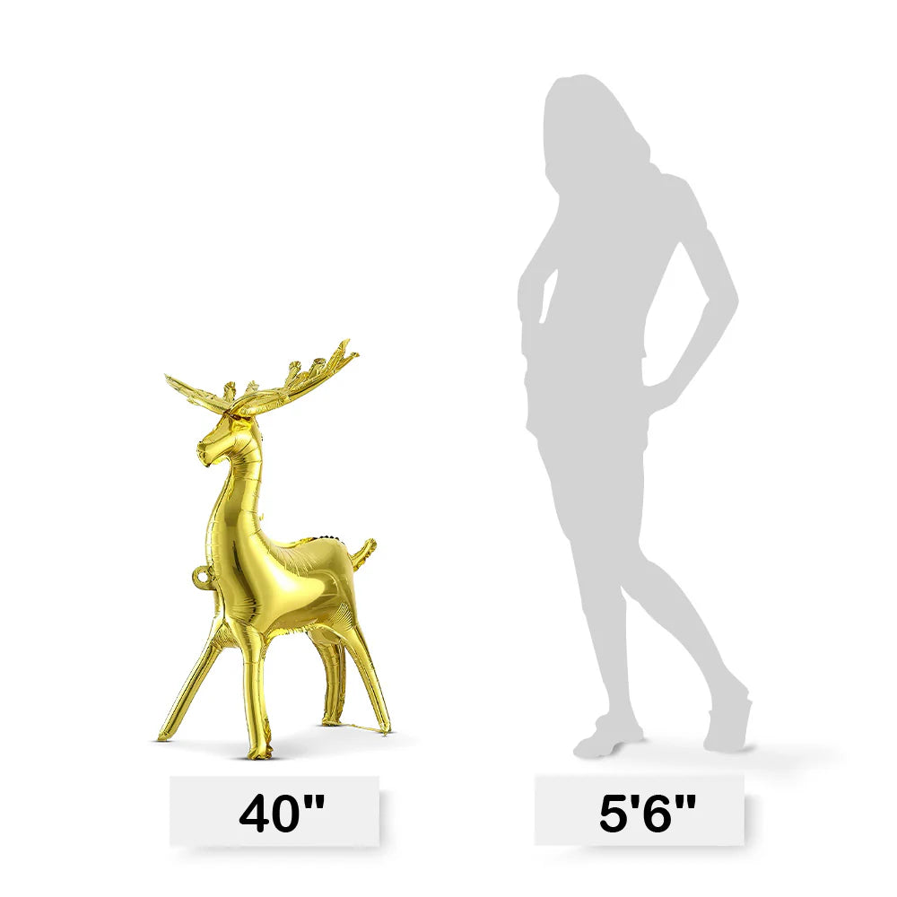 40" Gold 3D Standing Reindeer Mylar