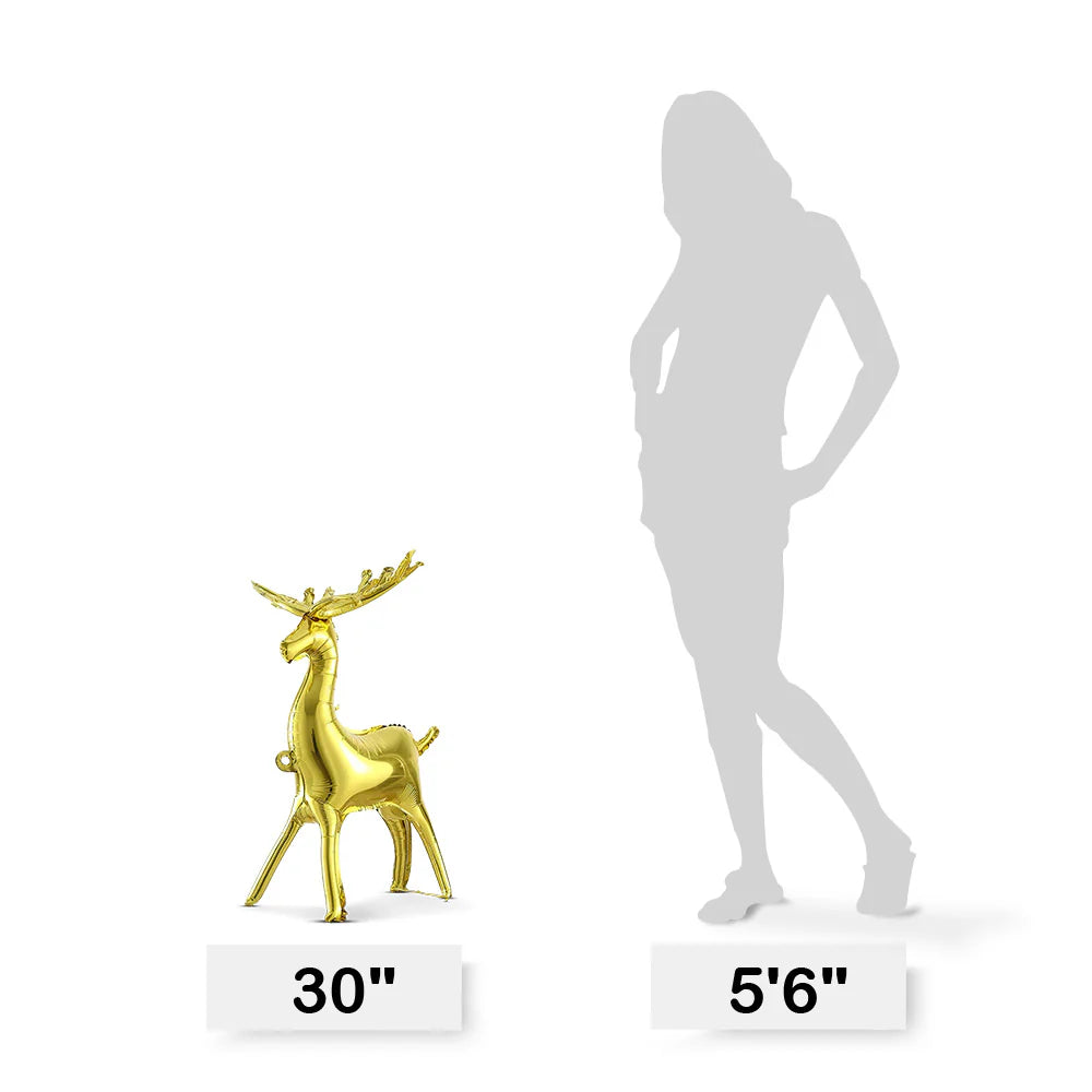 30" Gold 3D Standing Reindeer Mylar