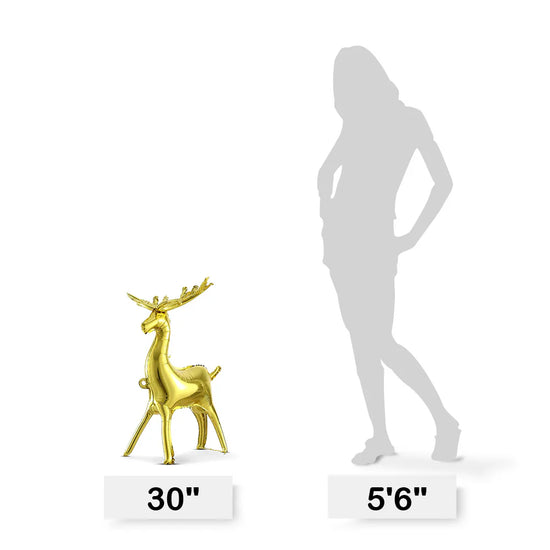 30" Gold 3D Standing Reindeer Mylar