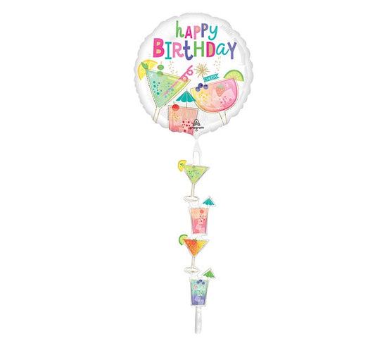 Cocktail Birthday Airwalker Mylar