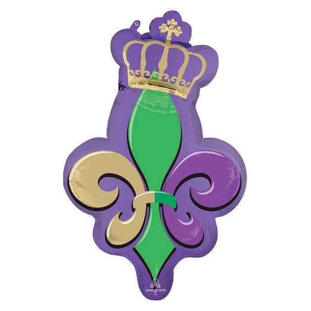 32" Mardi Gras Fleur De Lis Mylar
