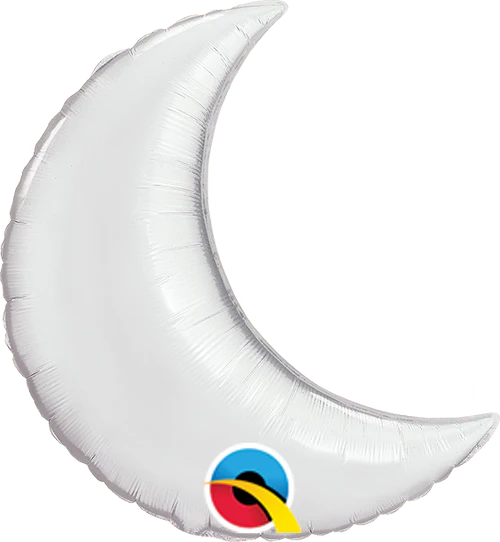 35" Silver Crescent Moon Mylar
