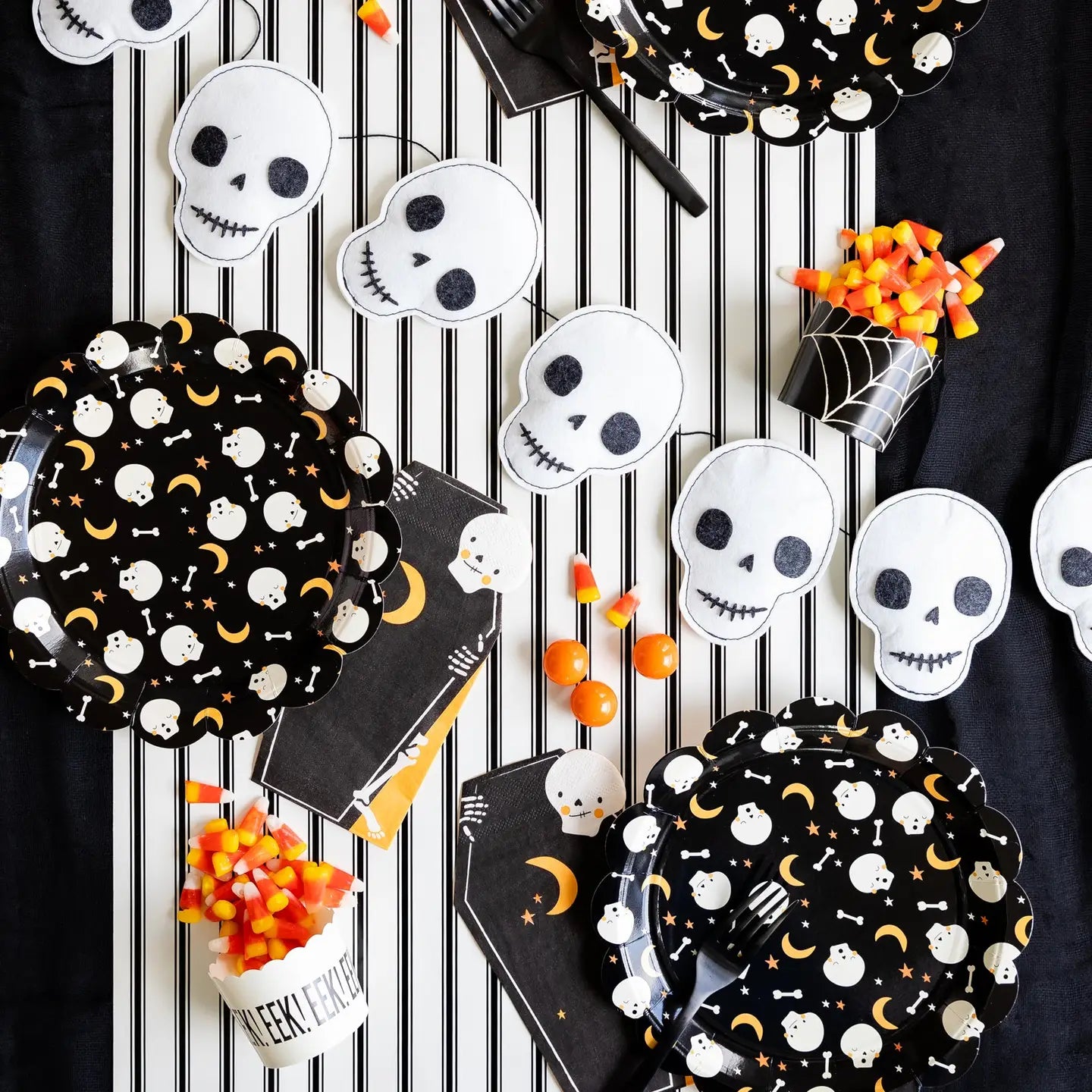 Cream with Black Stripes Table Runner