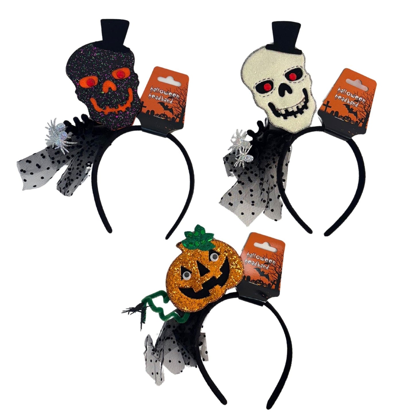 Skeleton and Pumpkin Headbands
