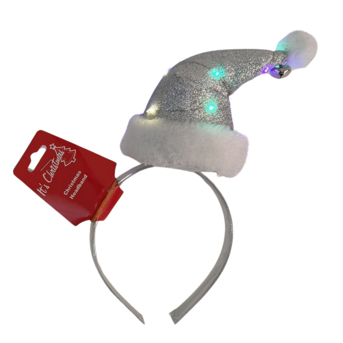 Glitzy Silver Light Up Santa Headband