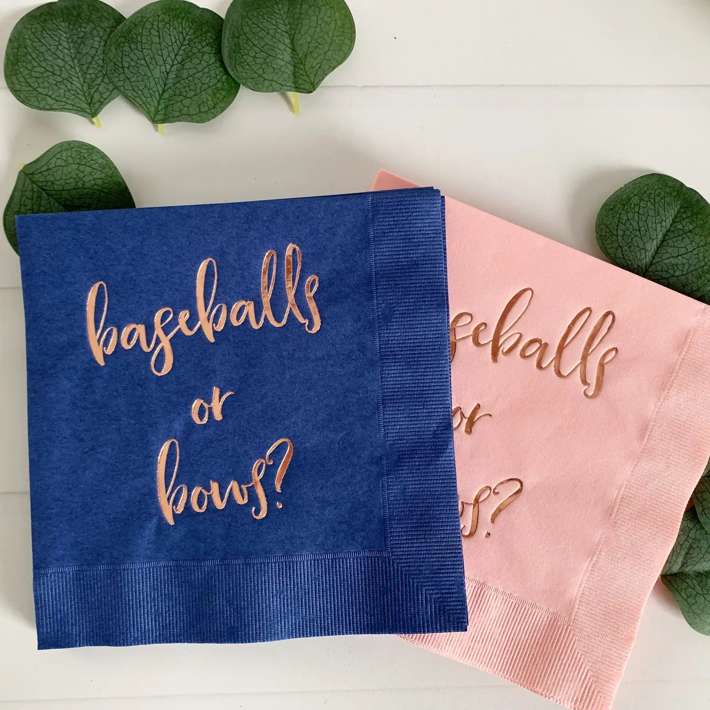 Gender Reveal: Baseballs and Bows Napkins