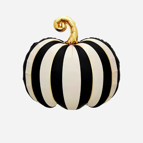 17" Black & White Striped Pumpkin Mylar