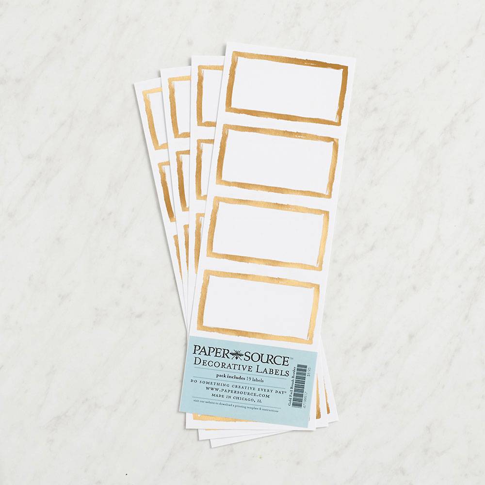 Gold Foil Brush Border Adhesive Gift Tag
