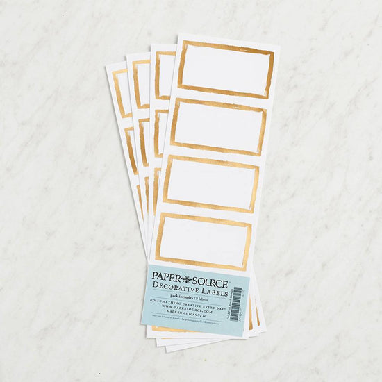 Gold Foil Brush Border Adhesive Gift Tag