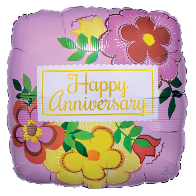 17" Flowery Anniversary Mylar