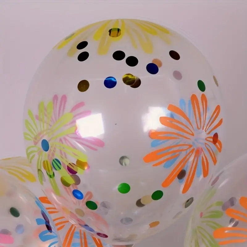 Flower Latex Balloons with Confetti - Set of 3