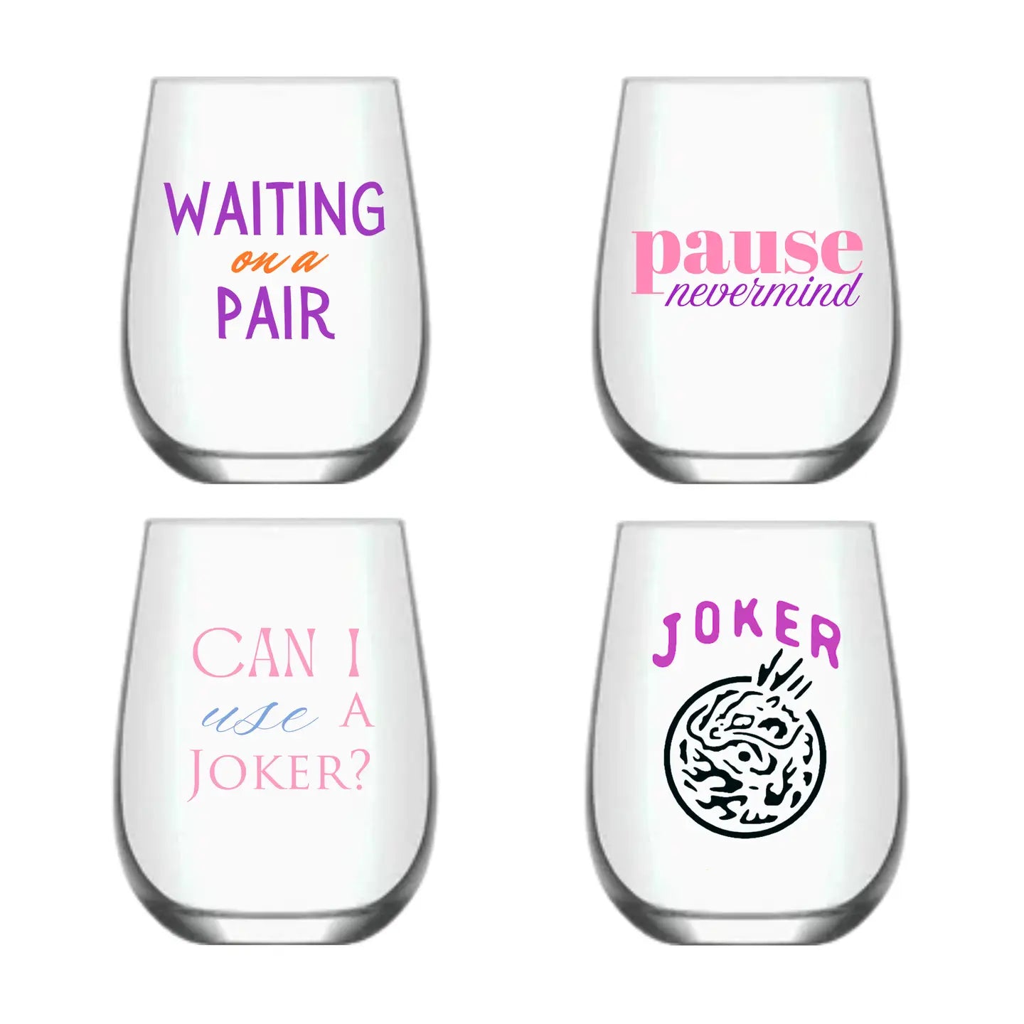 Mahjong Plastic Stemless Wine Glasses