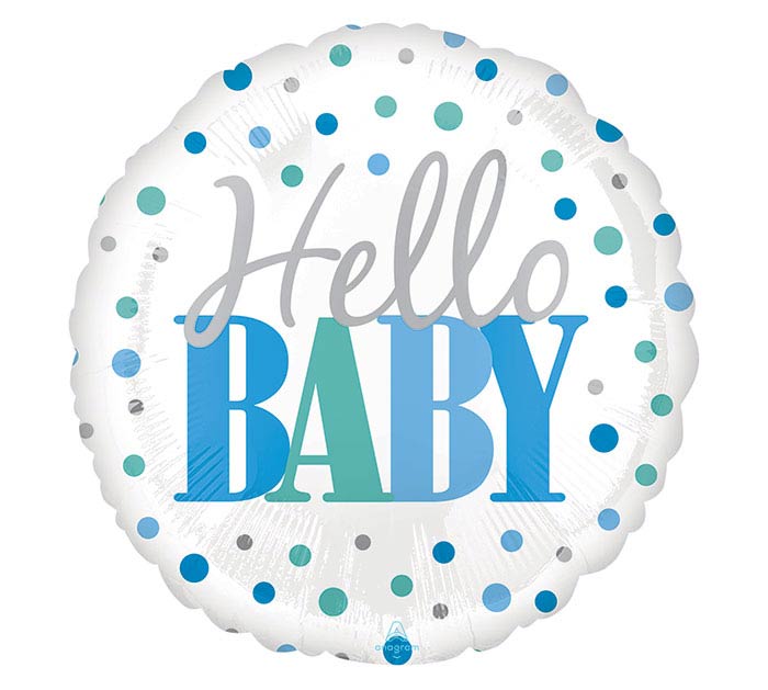 18" Hello Baby Blue Dots