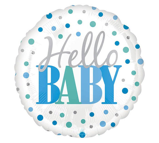 18" Hello Baby Blue Dots