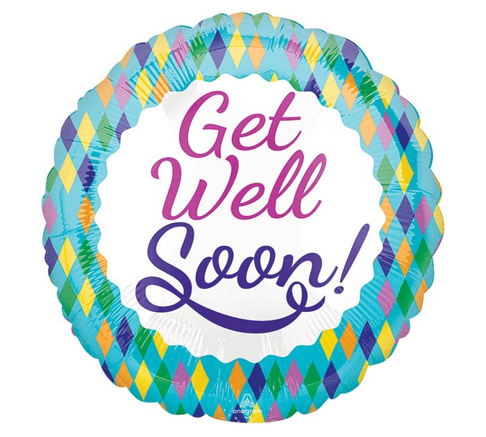 18" Get Well Soon Colorful Diamonds