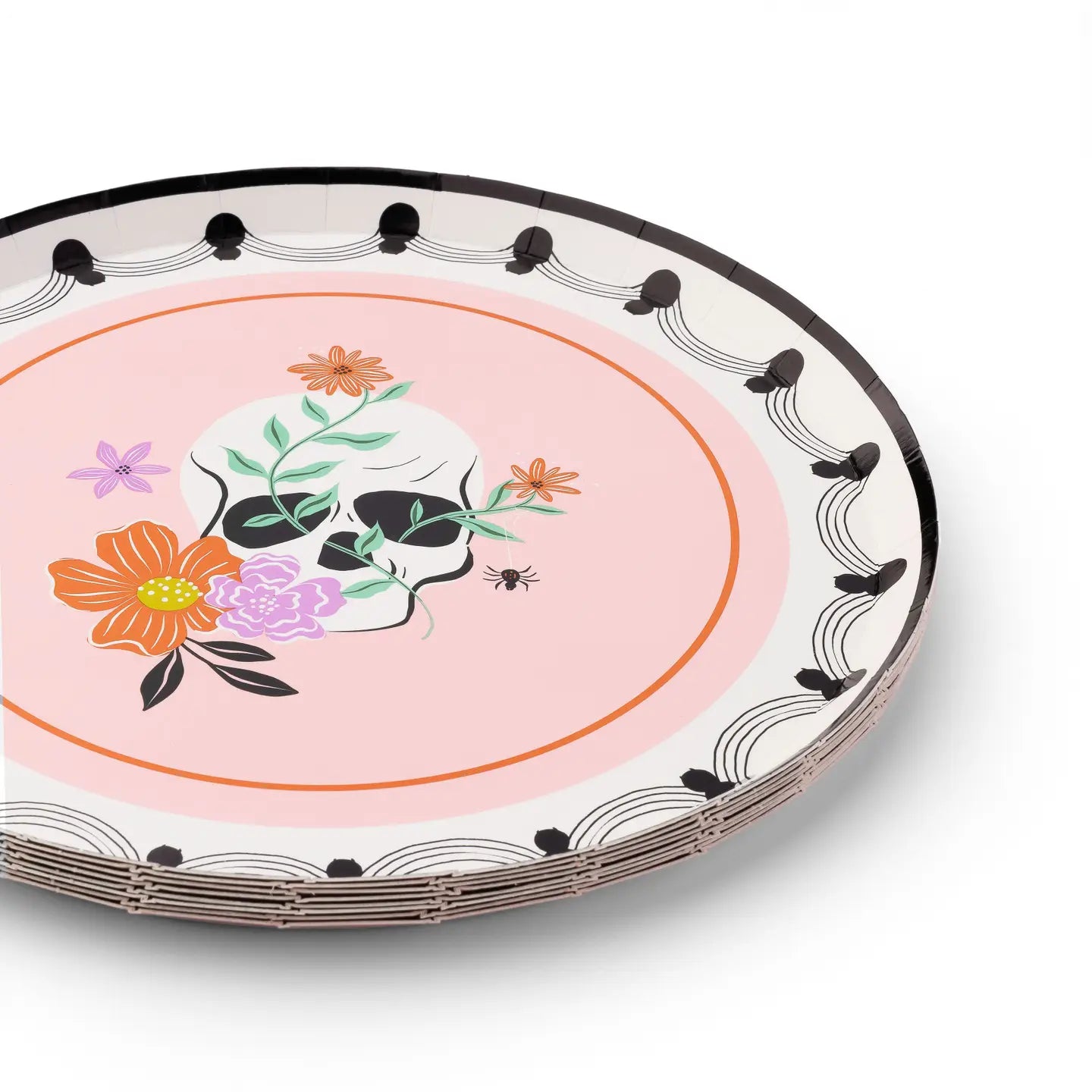 Floral Halloween Skulls Dessert Plates