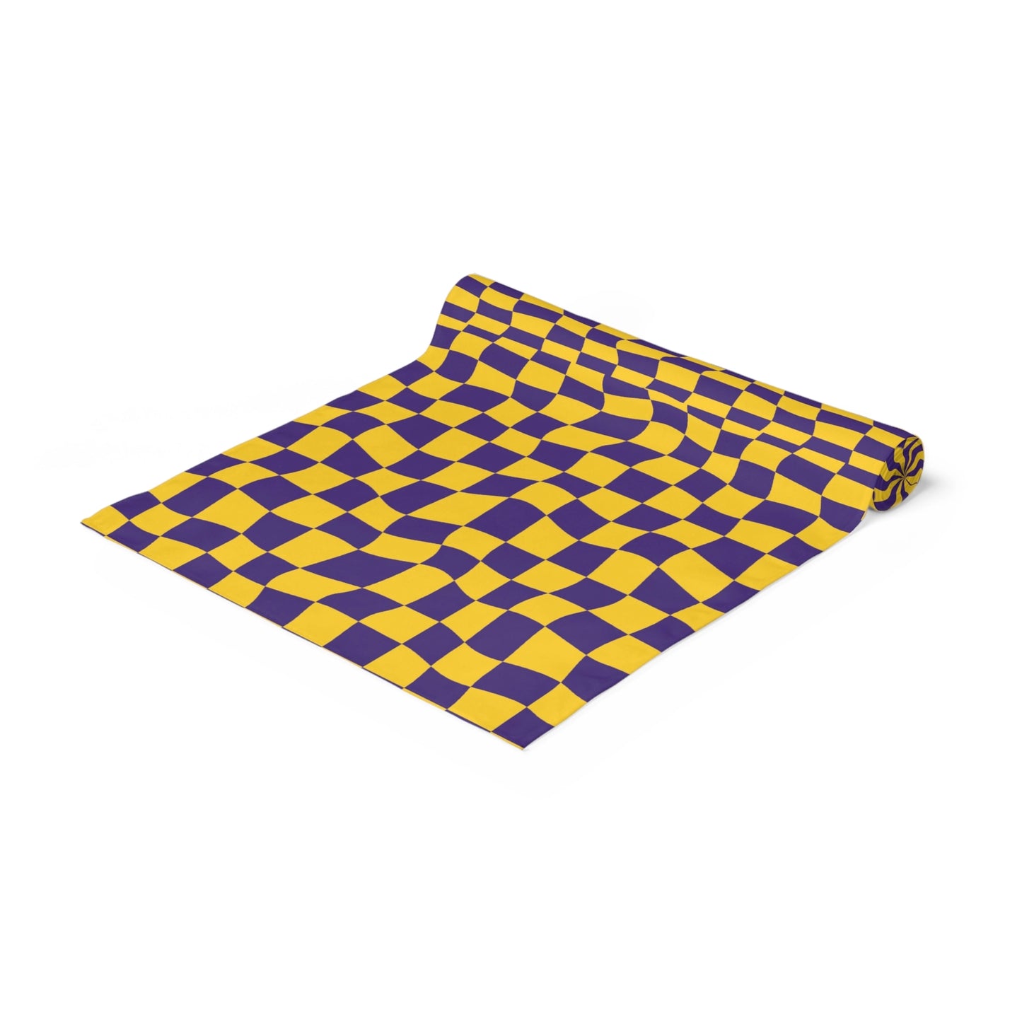 Purple and Gold Checkerboard Table Runner