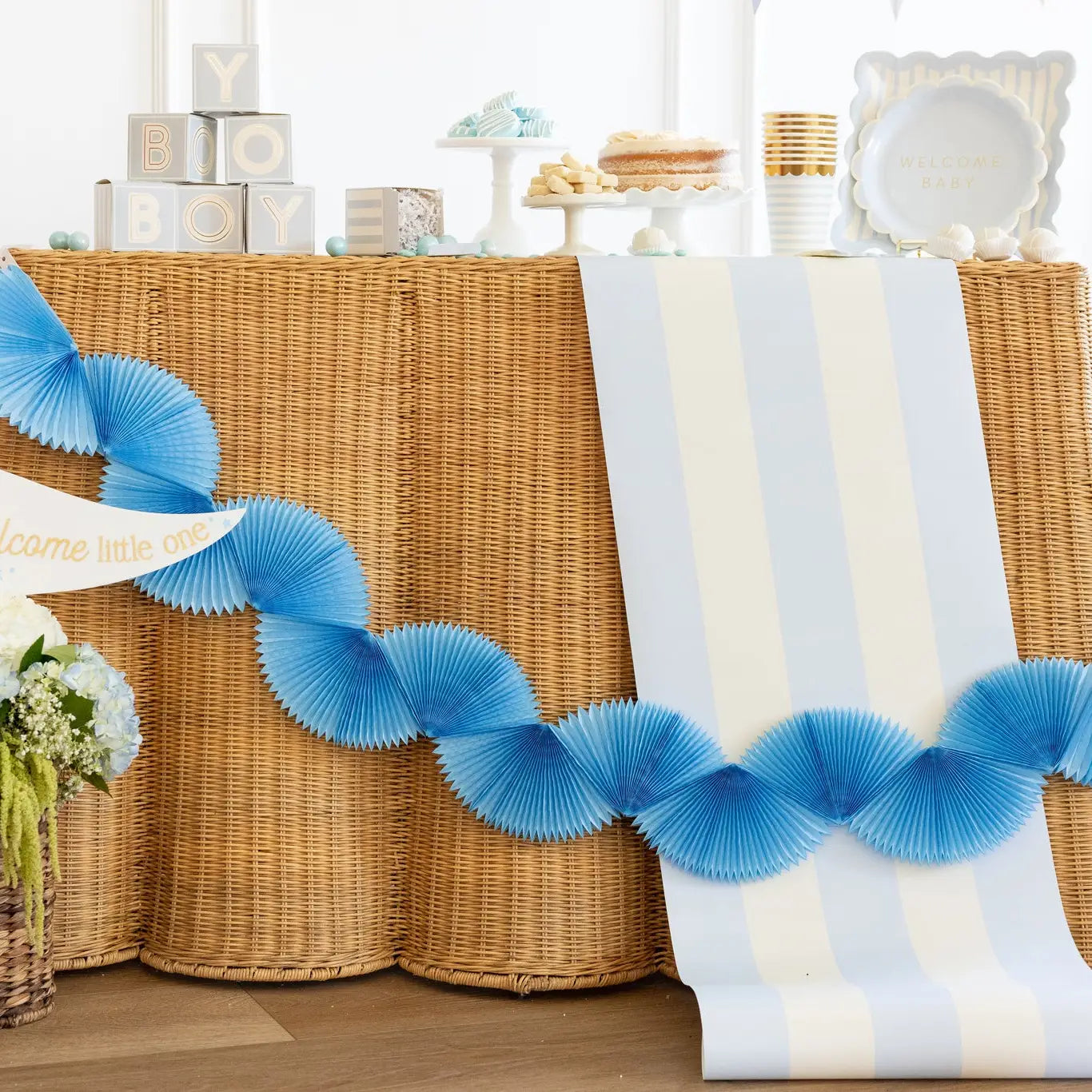 Baby Blue Striped Table Runner