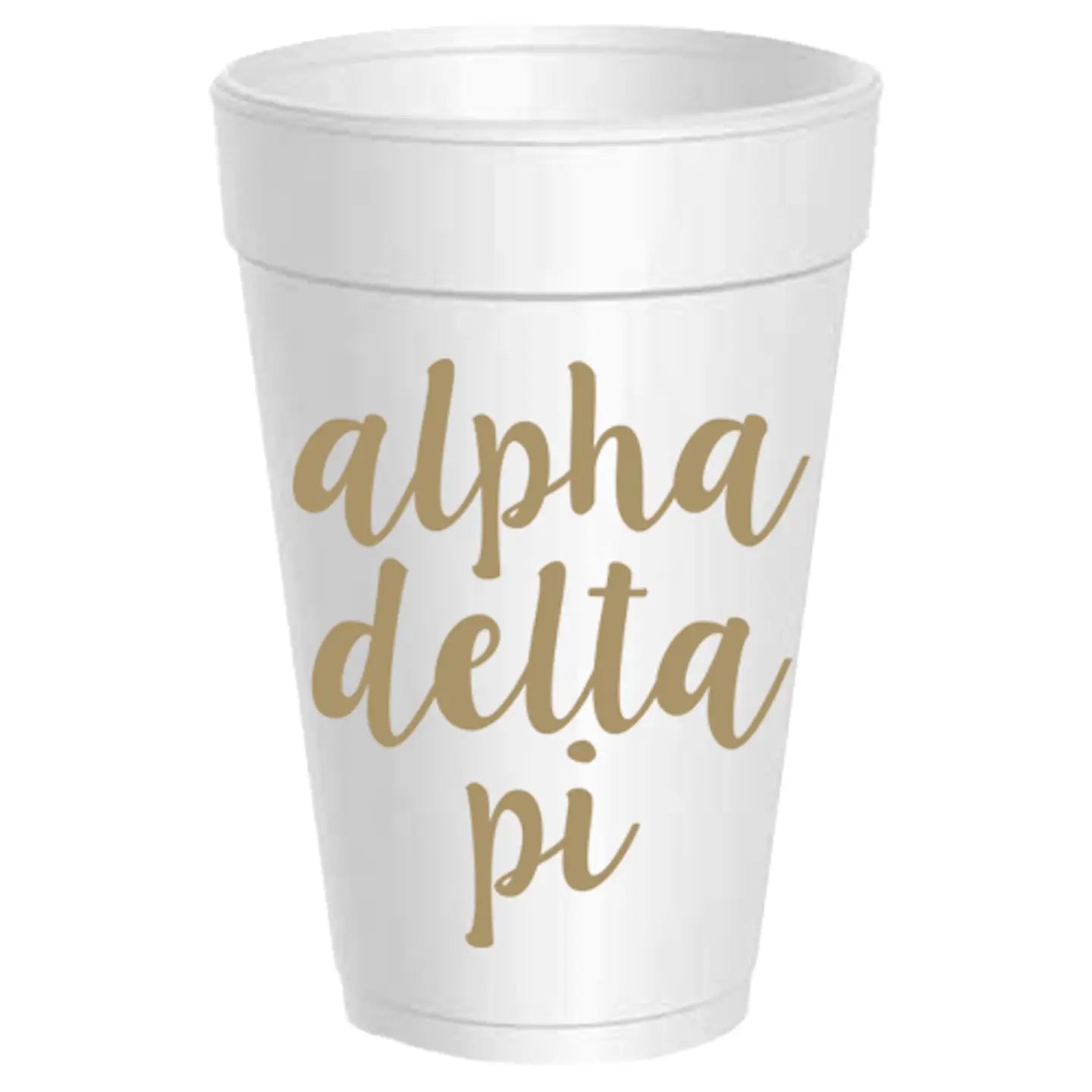 Gold Script Alpha Delta Pi Foam Cups