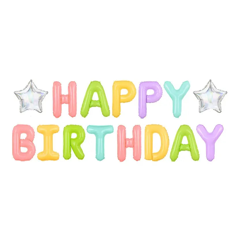 Bright Rainbow Happy Birthday Mylar Banner
