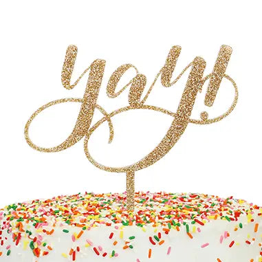 Yay! Gold Glitter Cake Topper