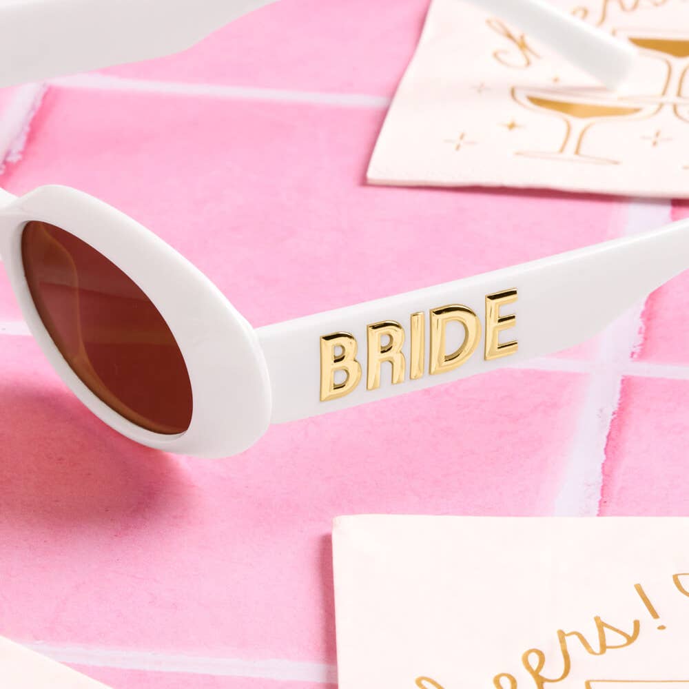 White and Gold Bride Sunglasses