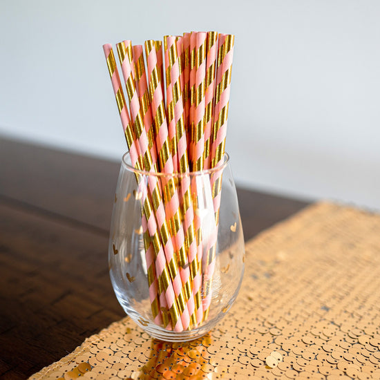 Blush & Gold Straws