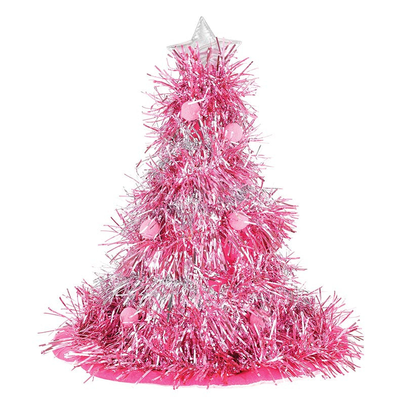 Pink Tinsel Tree Party Hat