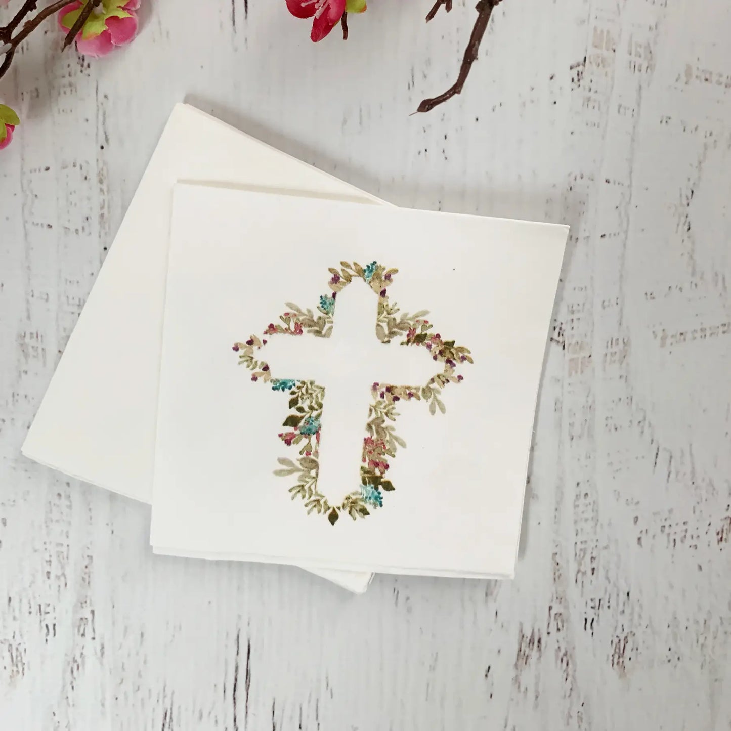 Floral Cross Cocktail Napkins