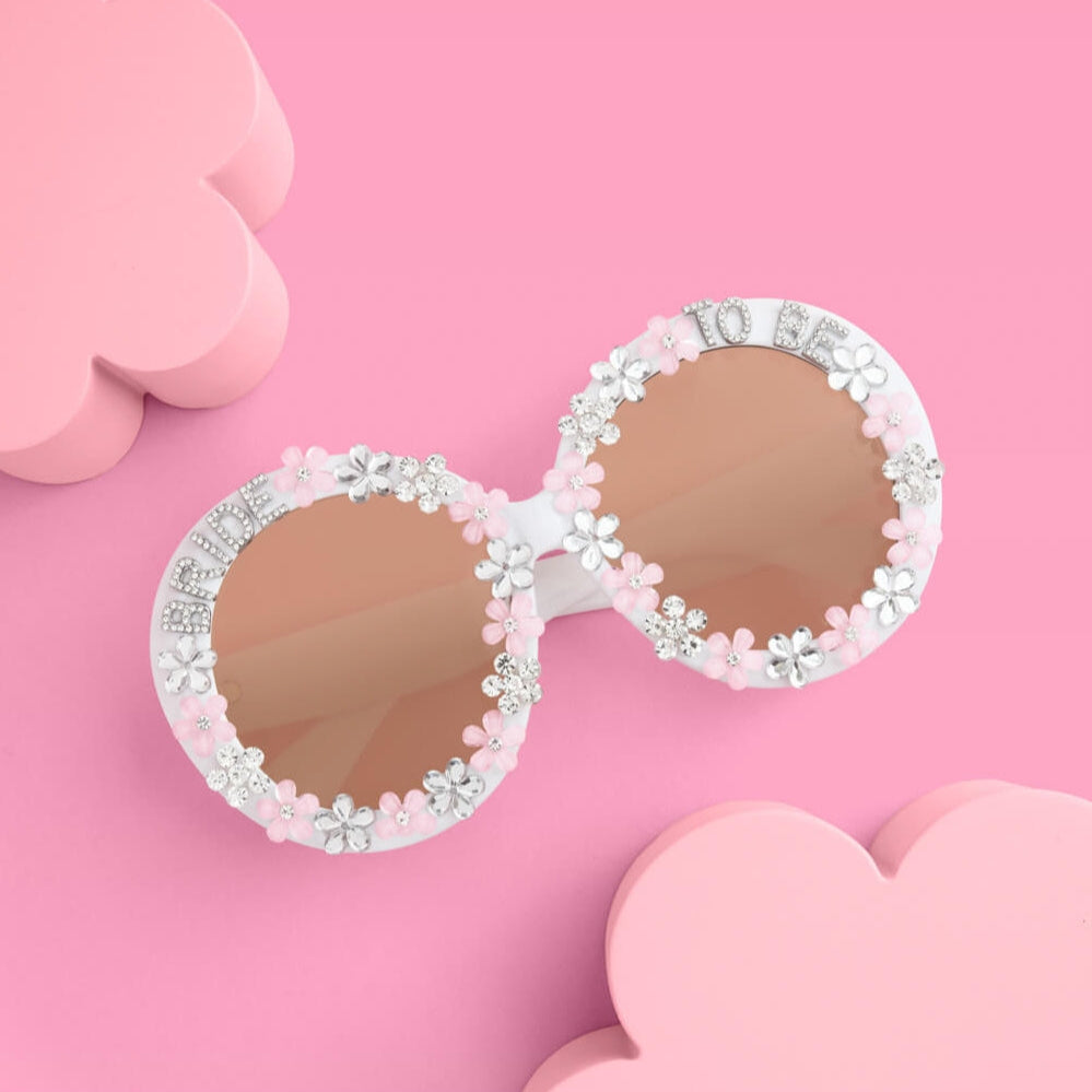Groovy Rhinestone Bride Flower Sunglasses