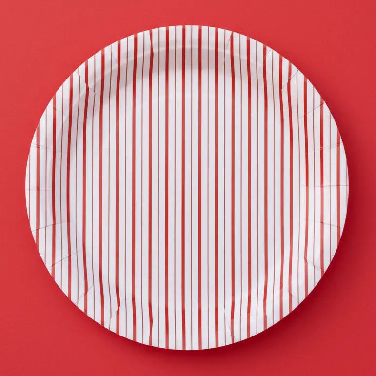 Red Fine Stripe Dinner Plates