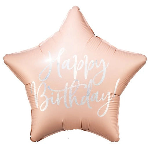 18" Light Pink Birthday Star Mylar