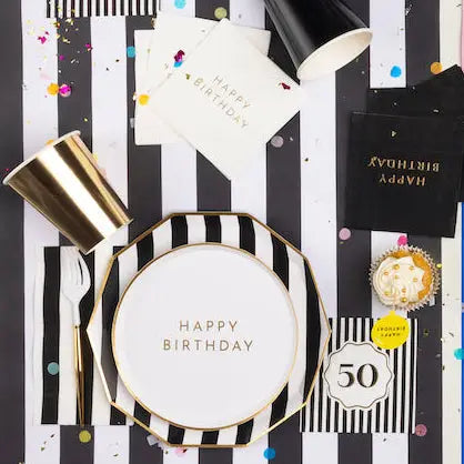 White & Gold Happy Birthday Small Plate