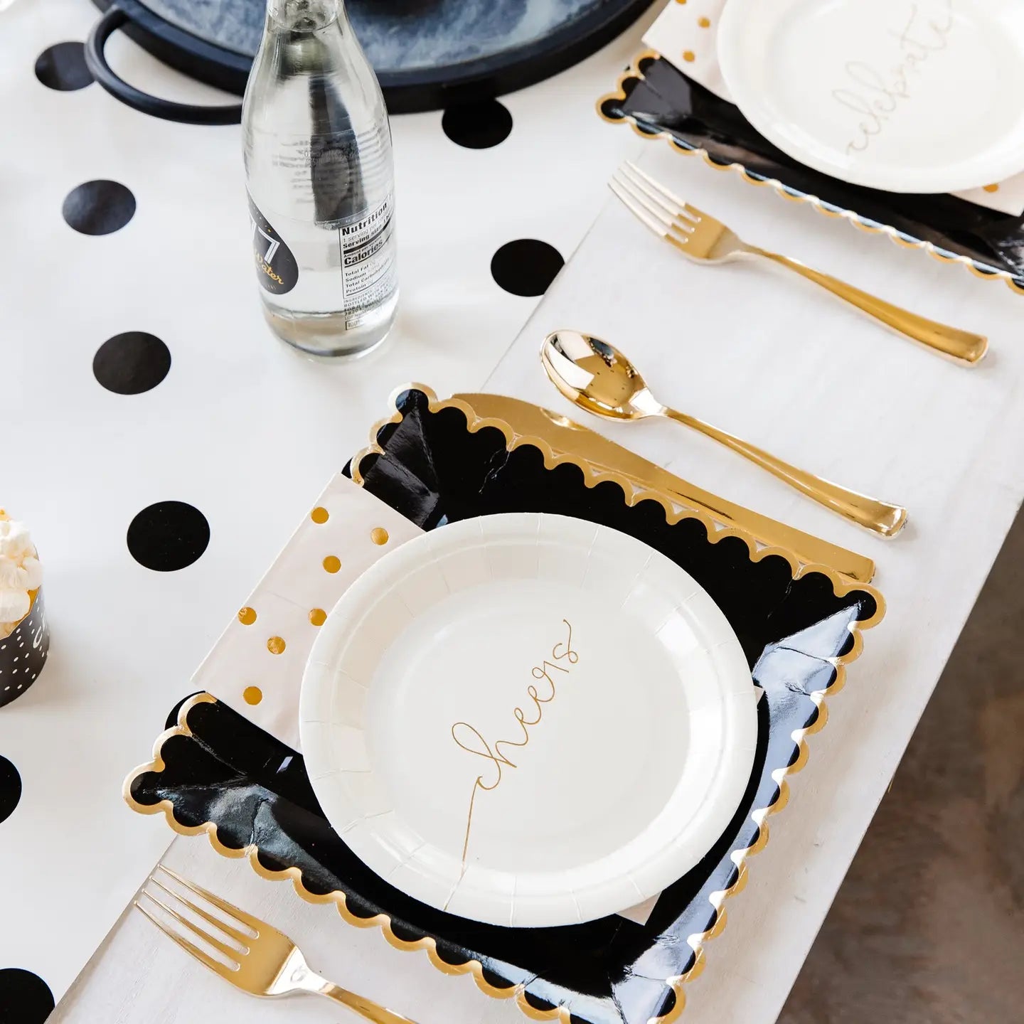 Cream with Black Dots Table Runner