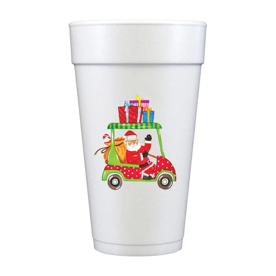 Golf Cart Santa Foam Cups