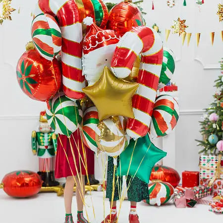 32" Red and Gold Candy Cane Mylar
