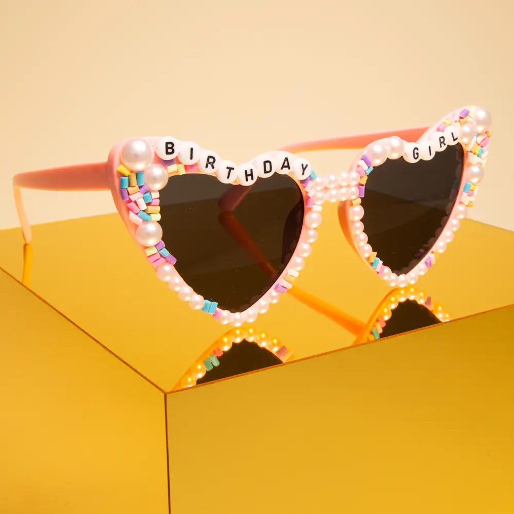 Pink Birthday Girl Sprinkle & Pearl Sunglasses